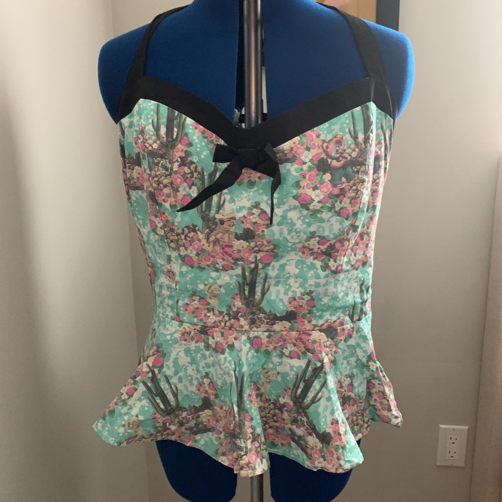 Lucky 13 Peplum Halter Top